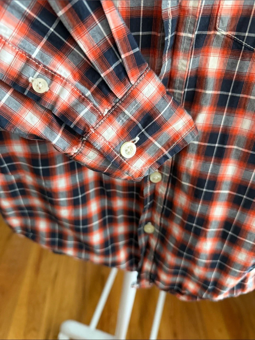 GAP Orange & Navy Plaid Button-Down Shirt